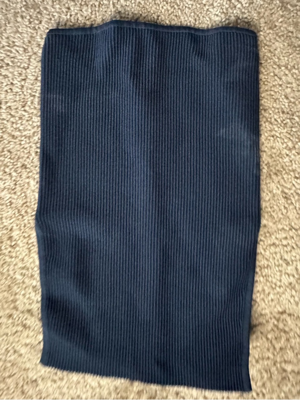 Babaton Sculpt Knit Navy Ribbed Crop Top